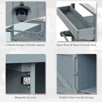 Îlot de cuisine extérieure, Desserte de bar roulante et Meuble de rangement, Table de barbecue d'extérieur de style fermier avec plateau en acier inoxydable et porte-serviettes