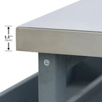 Îlot de cuisine extérieure, Desserte de bar roulante et Meuble de rangement, Table de barbecue d'extérieur de style fermier avec plateau en acier inoxydable et porte-serviettes