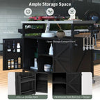 Îlot de cuisine extérieure, Desserte de bar roulante et Meuble de rangement, Table de barbecue d'extérieur de style fermier avec plateau en acier inoxydable et porte-serviettes