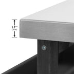 Îlot de cuisine extérieure, Desserte de bar roulante et Meuble de rangement, Table de barbecue d'extérieur de style fermier avec plateau en acier inoxydable et porte-serviettes