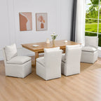 Chaises de salle à manger roulantes pivotantes rembourrées en lin 25 avec roulettes