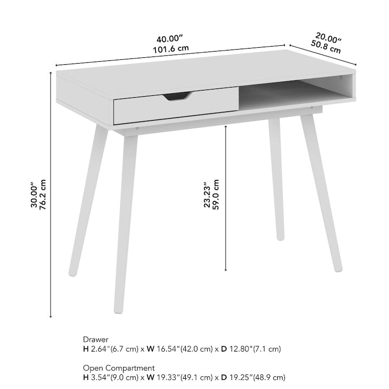 Bureau d'ordinateur Nora 40W avec rangement
