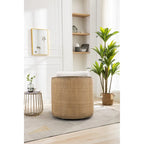 Fauteuil pivotant, fauteuil d'appoint rond confortable, fauteuil club pivotant à 360 degrés, fauteuil de loisirs avec cadre en rotin tressé