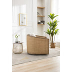 Fauteuil pivotant, fauteuil d'appoint rond confortable, fauteuil club pivotant à 360 degrés, fauteuil de loisirs avec cadre en rotin tressé