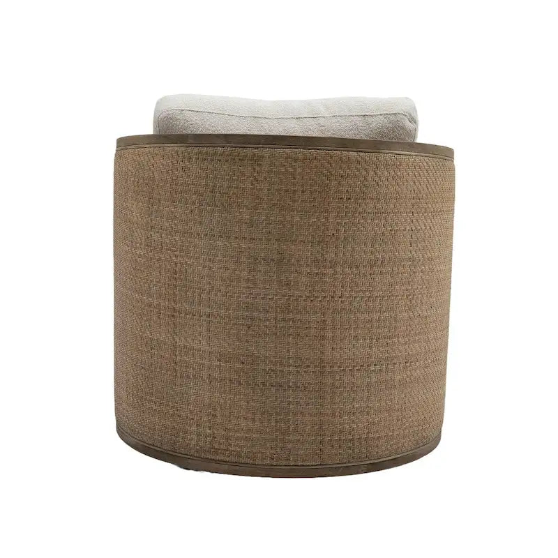 Fauteuil pivotant, fauteuil d'appoint rond confortable, fauteuil club pivotant à 360 degrés, fauteuil de loisirs avec cadre en rotin tressé