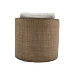 Fauteuil pivotant, fauteuil d'appoint rond confortable, fauteuil club pivotant à 360 degrés, fauteuil de loisirs avec cadre en rotin tressé