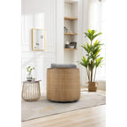 Fauteuil pivotant, fauteuil d'appoint rond confortable, fauteuil club pivotant à 360 degrés, fauteuil de loisirs avec cadre en rotin tressé