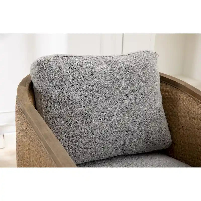 Fauteuil pivotant, fauteuil d'appoint rond confortable, fauteuil club pivotant à 360 degrés, fauteuil de loisirs avec cadre en rotin tressé