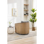 Fauteuil pivotant, fauteuil d'appoint rond confortable, fauteuil club pivotant à 360 degrés, fauteuil de loisirs avec cadre en rotin tressé