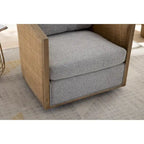 Fauteuil pivotant, fauteuil d'appoint rond confortable, fauteuil club pivotant à 360 degrés, fauteuil de loisirs avec cadre en rotin tressé