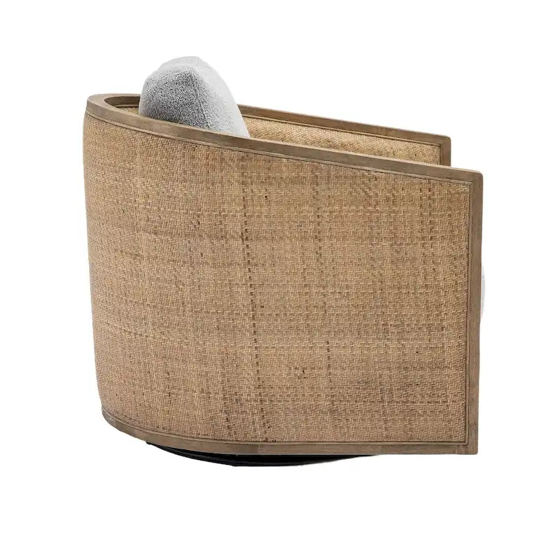Fauteuil pivotant, fauteuil d'appoint rond confortable, fauteuil club pivotant à 360 degrés, fauteuil de loisirs avec cadre en rotin tressé