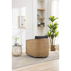 Fauteuil pivotant, fauteuil d'appoint rond confortable, fauteuil club pivotant à 360 degrés, fauteuil de loisirs avec cadre en rotin tressé