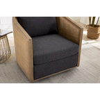 Fauteuil pivotant, fauteuil d'appoint rond confortable, fauteuil club pivotant à 360 degrés, fauteuil de loisirs avec cadre en rotin tressé