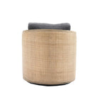 Fauteuil pivotant, fauteuil d'appoint rond confortable, fauteuil club pivotant à 360 degrés, fauteuil de loisirs avec cadre en rotin tressé