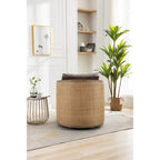 Fauteuil pivotant, fauteuil d'appoint rond confortable, fauteuil club pivotant à 360 degrés, fauteuil de loisirs avec cadre en rotin tressé