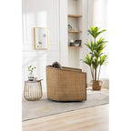 Fauteuil pivotant, fauteuil d'appoint rond confortable, fauteuil club pivotant à 360 degrés, fauteuil de loisirs avec cadre en rotin tressé