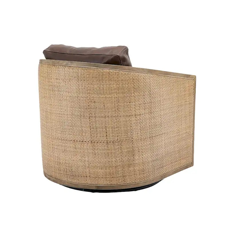 Fauteuil pivotant, fauteuil d'appoint rond confortable, fauteuil club pivotant à 360 degrés, fauteuil de loisirs avec cadre en rotin tressé