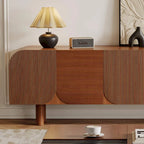 Meuble TV en bois mi-siècle, Console média moderne marron pour salon, Pré-assemblé - 70,87x15,7
