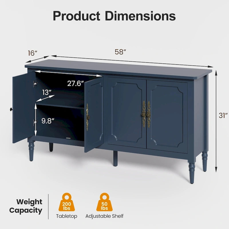Meuble d'appoint 58" à 4 portes