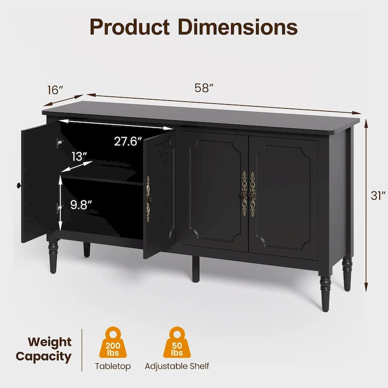 Meuble d'appoint 58" à 4 portes