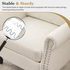 Fauteuil moderne rembourré avec clous décoratifs et pieds en bois