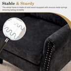 Fauteuil moderne rembourré avec clous décoratifs et pieds en bois