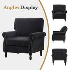 Fauteuil moderne rembourré avec clous décoratifs et pieds en bois