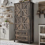 64 Armoire de cuisine haute avec 2 tiroirs et portes
