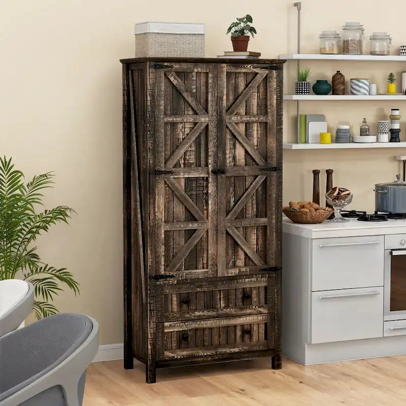 64 Armoire de cuisine haute avec 2 tiroirs et portes