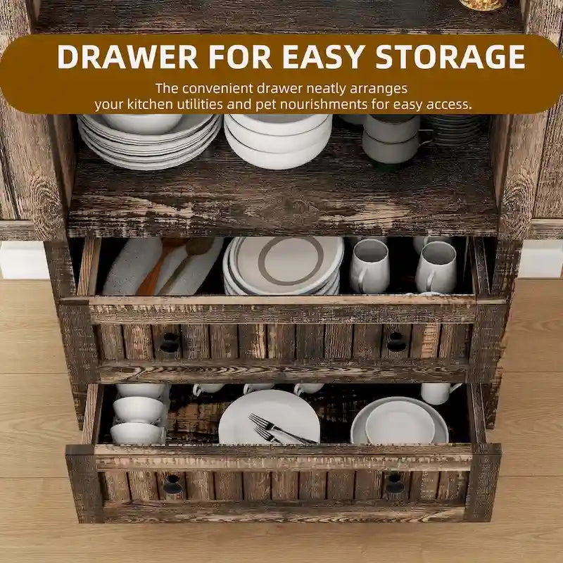 64 Armoire de cuisine haute avec 2 tiroirs et portes