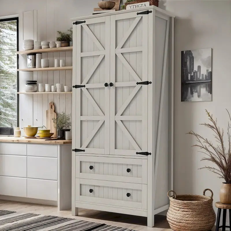 64 Armoire de cuisine haute avec 2 tiroirs et portes