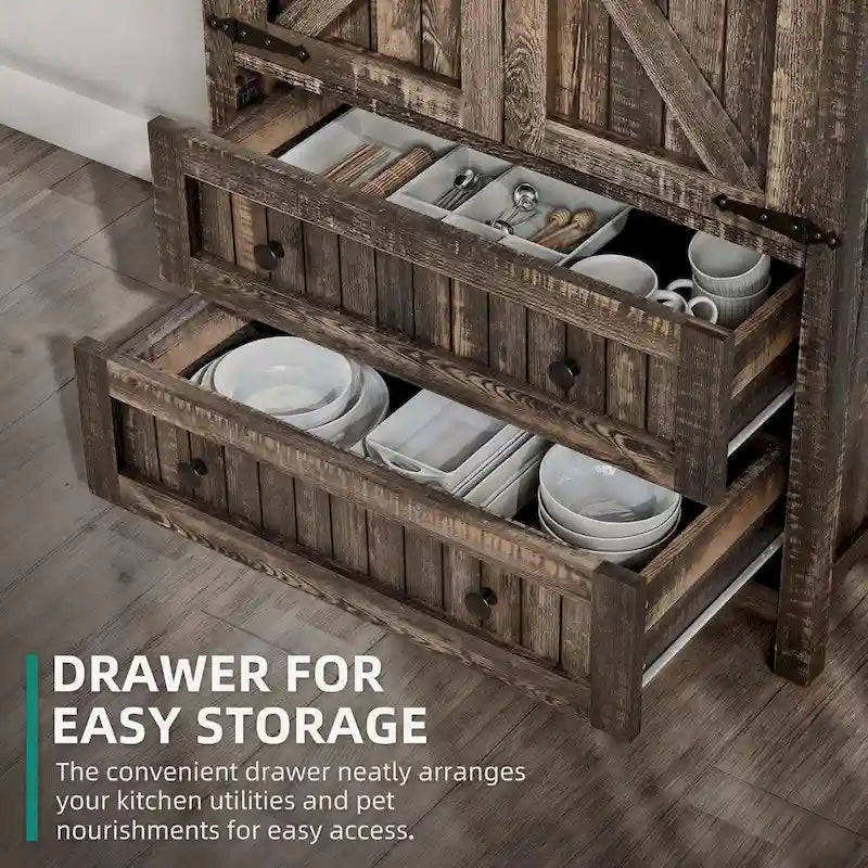 64 Armoire de cuisine haute avec 2 tiroirs et portes