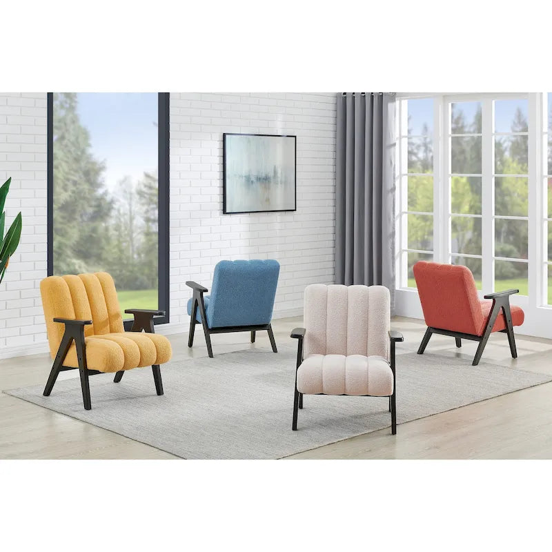 Fauteuil d'appoint Rella en tissu Sherpa moderne avec cadre en bois Espresso