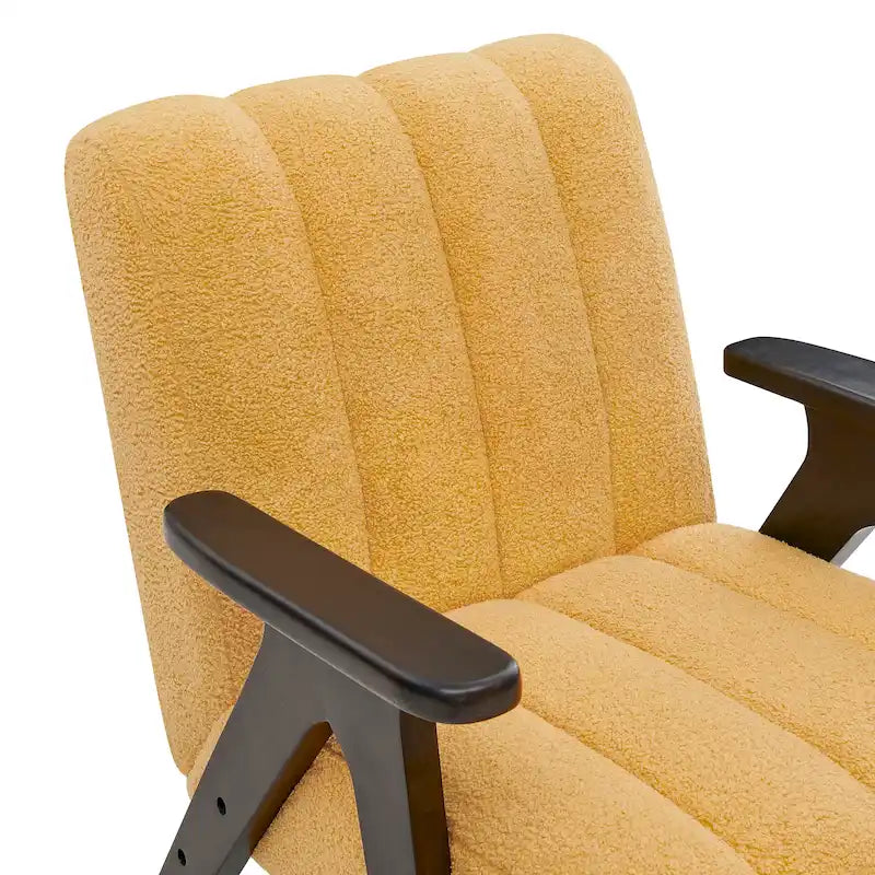 Fauteuil d'appoint Rella en tissu Sherpa moderne avec cadre en bois Espresso