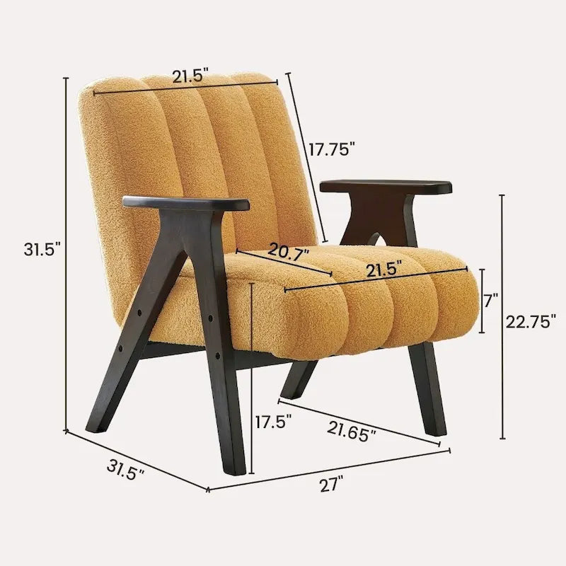 Fauteuil d'appoint Rella en tissu Sherpa moderne avec cadre en bois Espresso