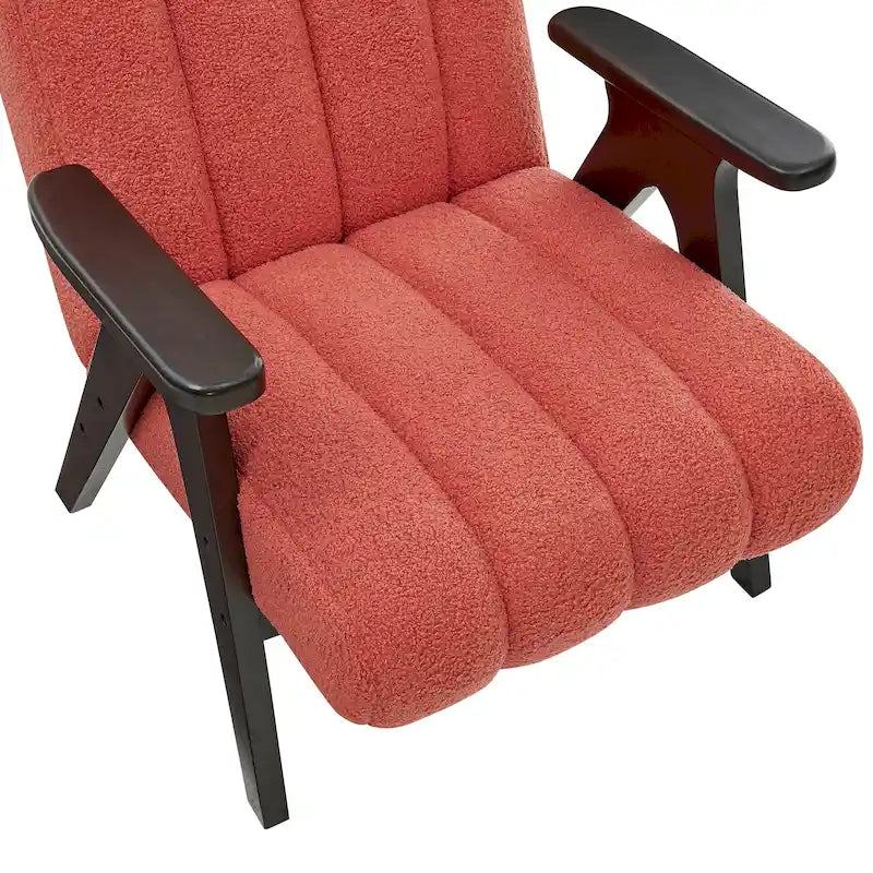 Fauteuil d'appoint Rella en tissu Sherpa moderne avec cadre en bois Espresso