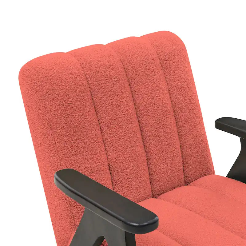 Fauteuil d'appoint Rella en tissu Sherpa moderne avec cadre en bois Espresso