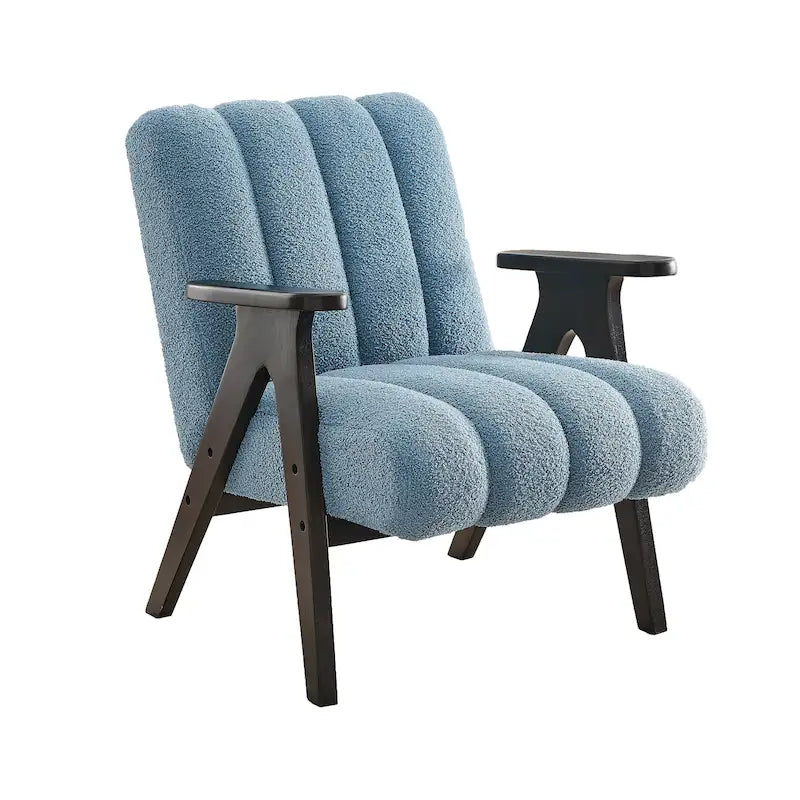 Fauteuil d'appoint Rella en tissu Sherpa moderne avec cadre en bois Espresso