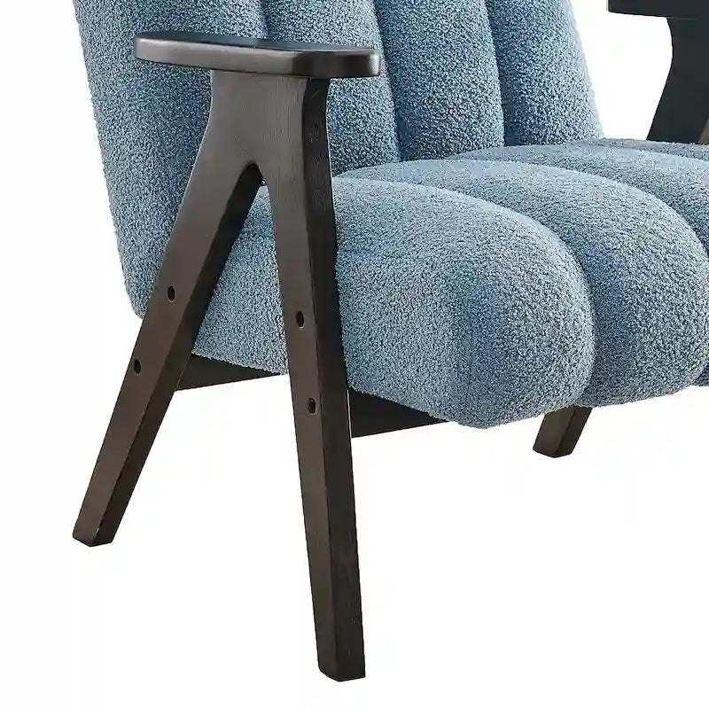 Fauteuil d'appoint Rella en tissu Sherpa moderne avec cadre en bois Espresso